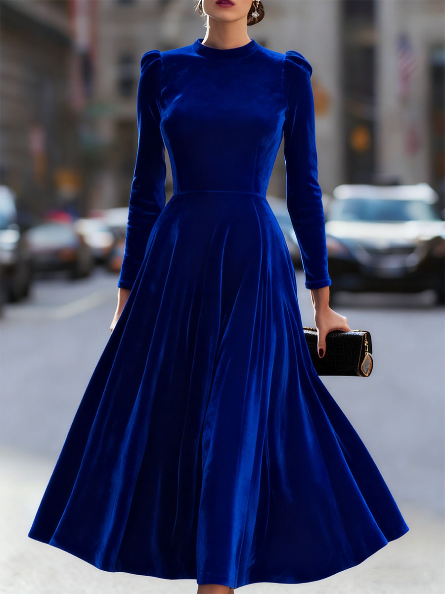 Anna-Berg | Luxurious Velvet Long-Sleeve Midi Dress