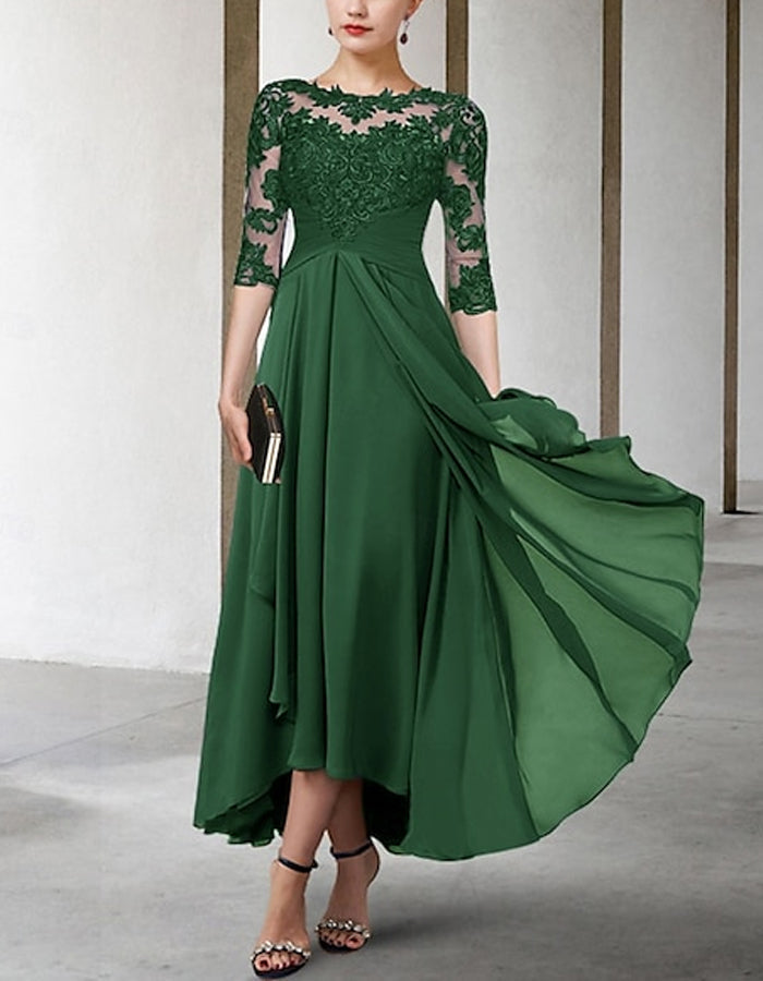 Anna-Berg | Chiffon A-Line Three-Quarter Sleeve Dress
