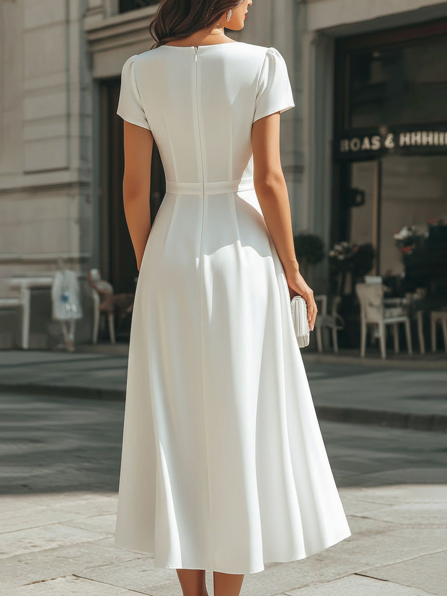 Anna-Berg | Draped Asymmetric Midi Dress