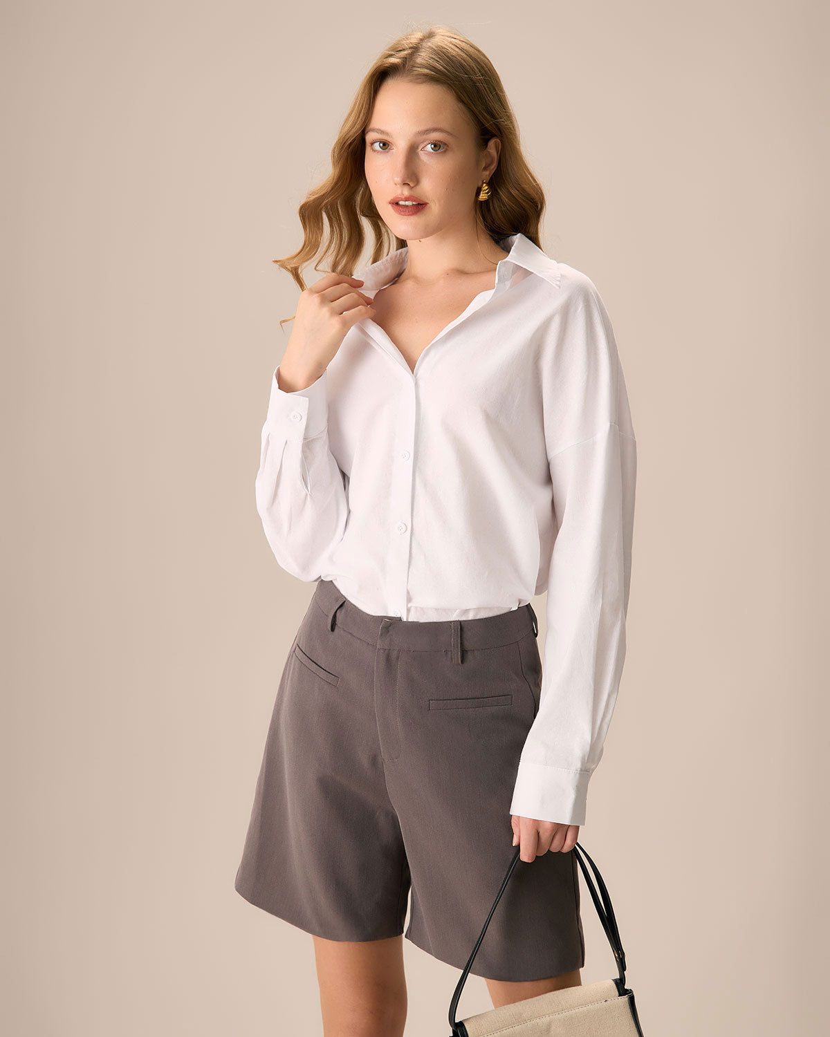 Anna-Berg | Women's Wide-leg Shorts, Coffee, Cotton