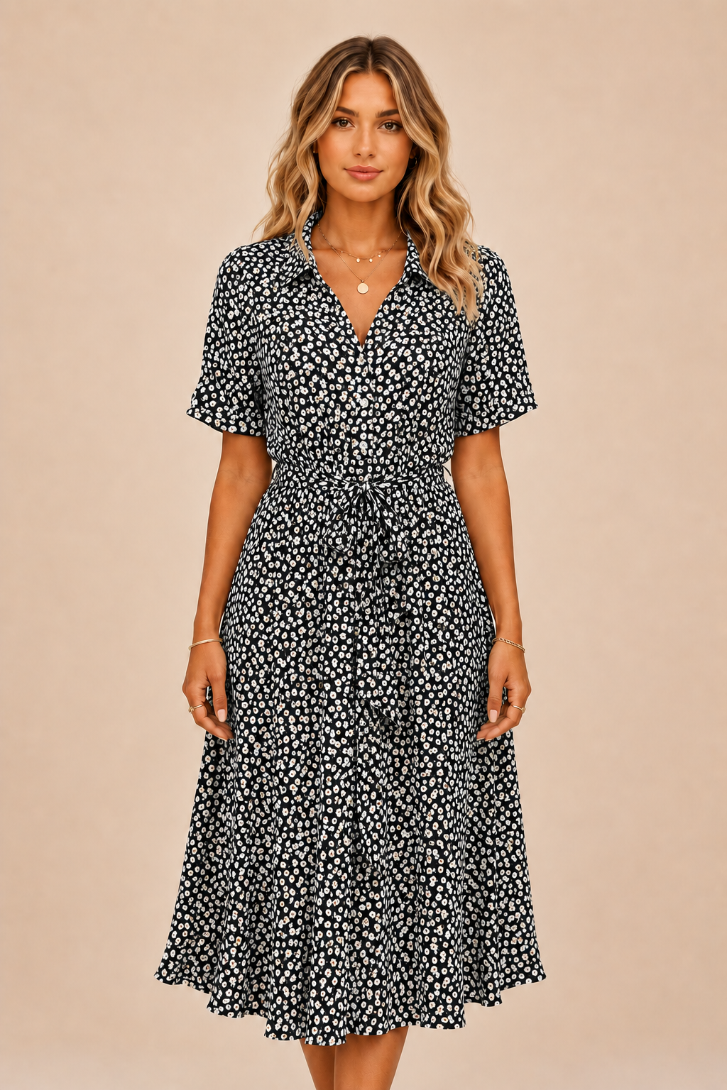 Anna-Berg | Midi Dress - Lightweight Fit, Short Sleeves