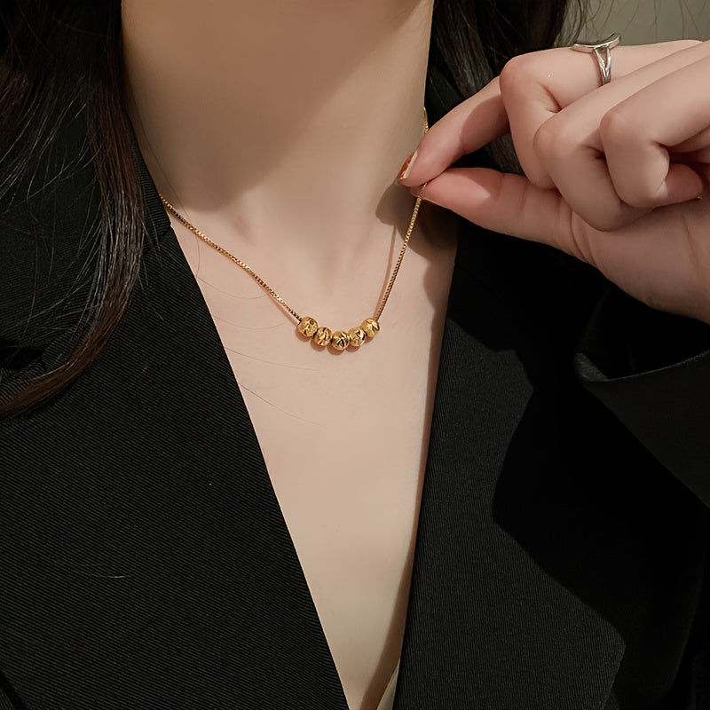 Round Beaded Gold Necklace