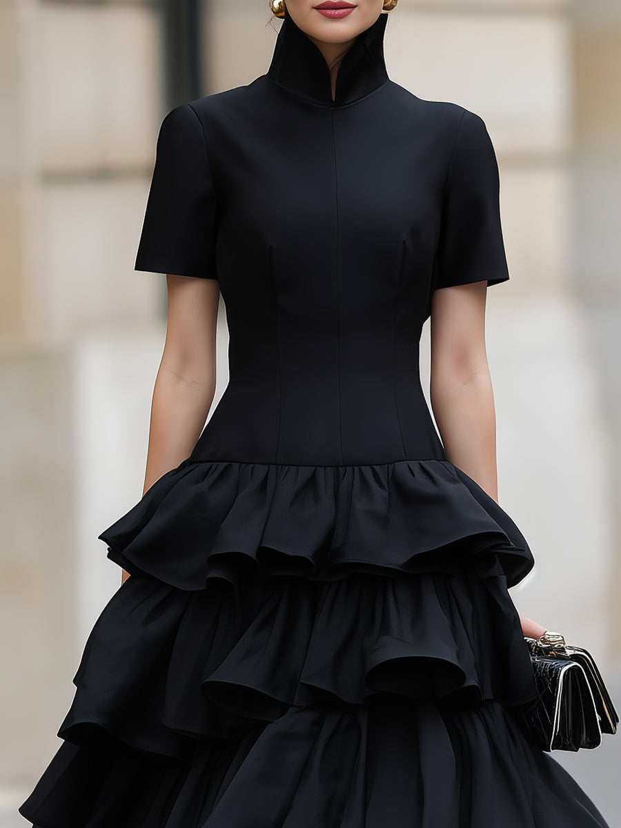 Anna-Berg | High Neck Tiered Ruffle Dress