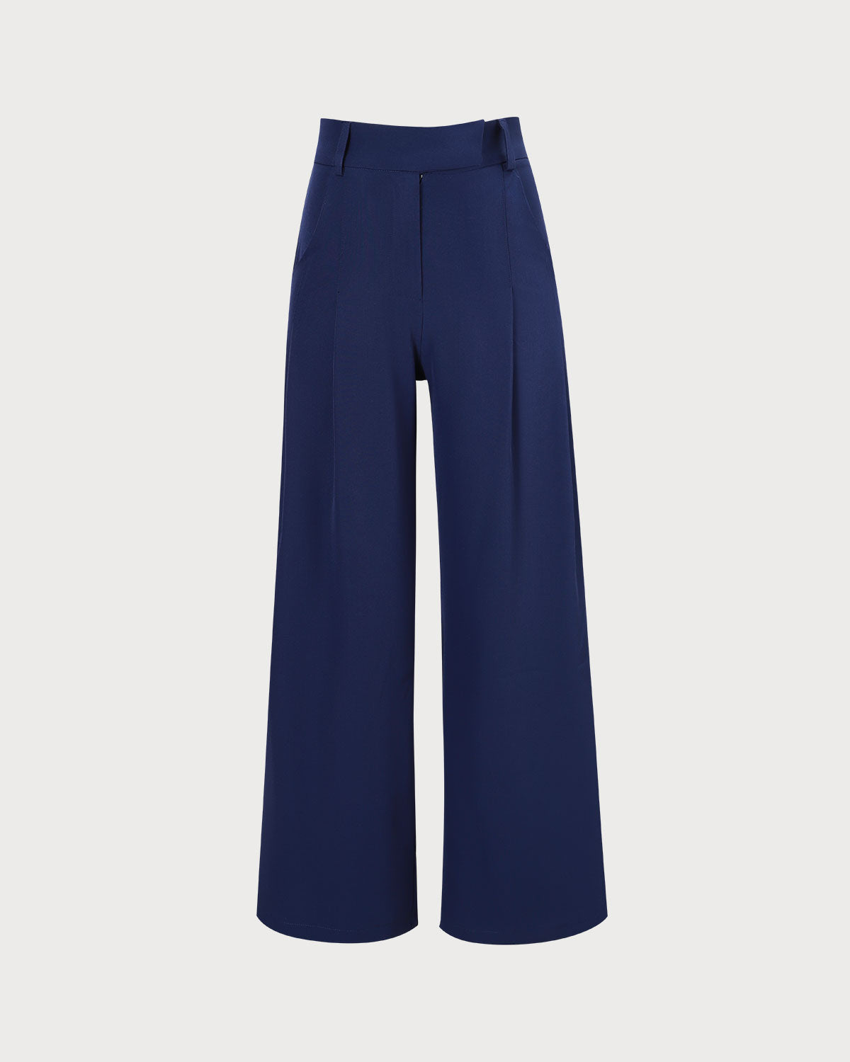 Anna-Berg | High Waisted Straight Pants for Women, Navy, Cotton