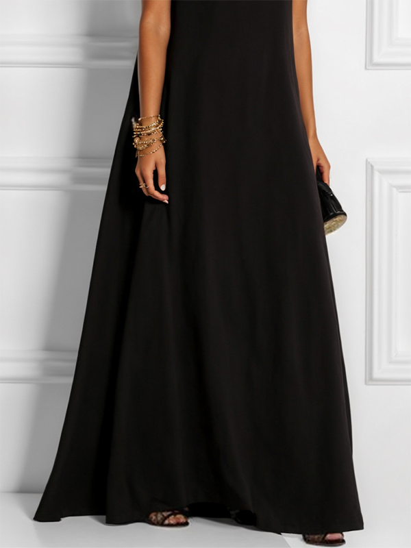 Anna-Berg | Loose Sleeveless Hollow Solid Color Dress
