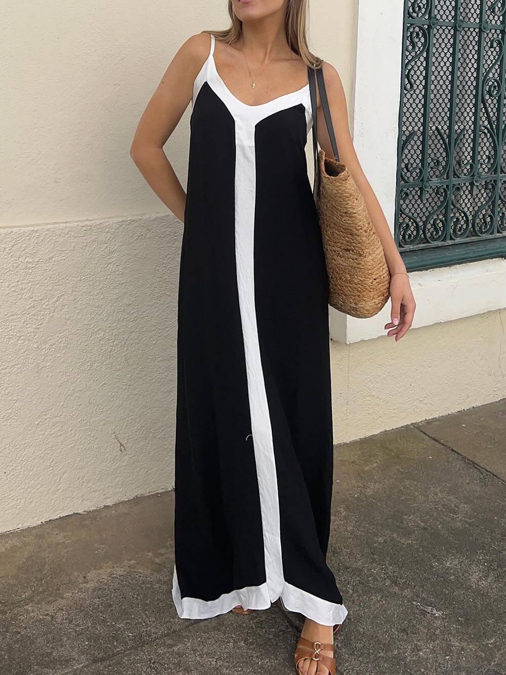 Anna-Berg | Sculpted Island Style Lavechic Colorblock Midi Dress