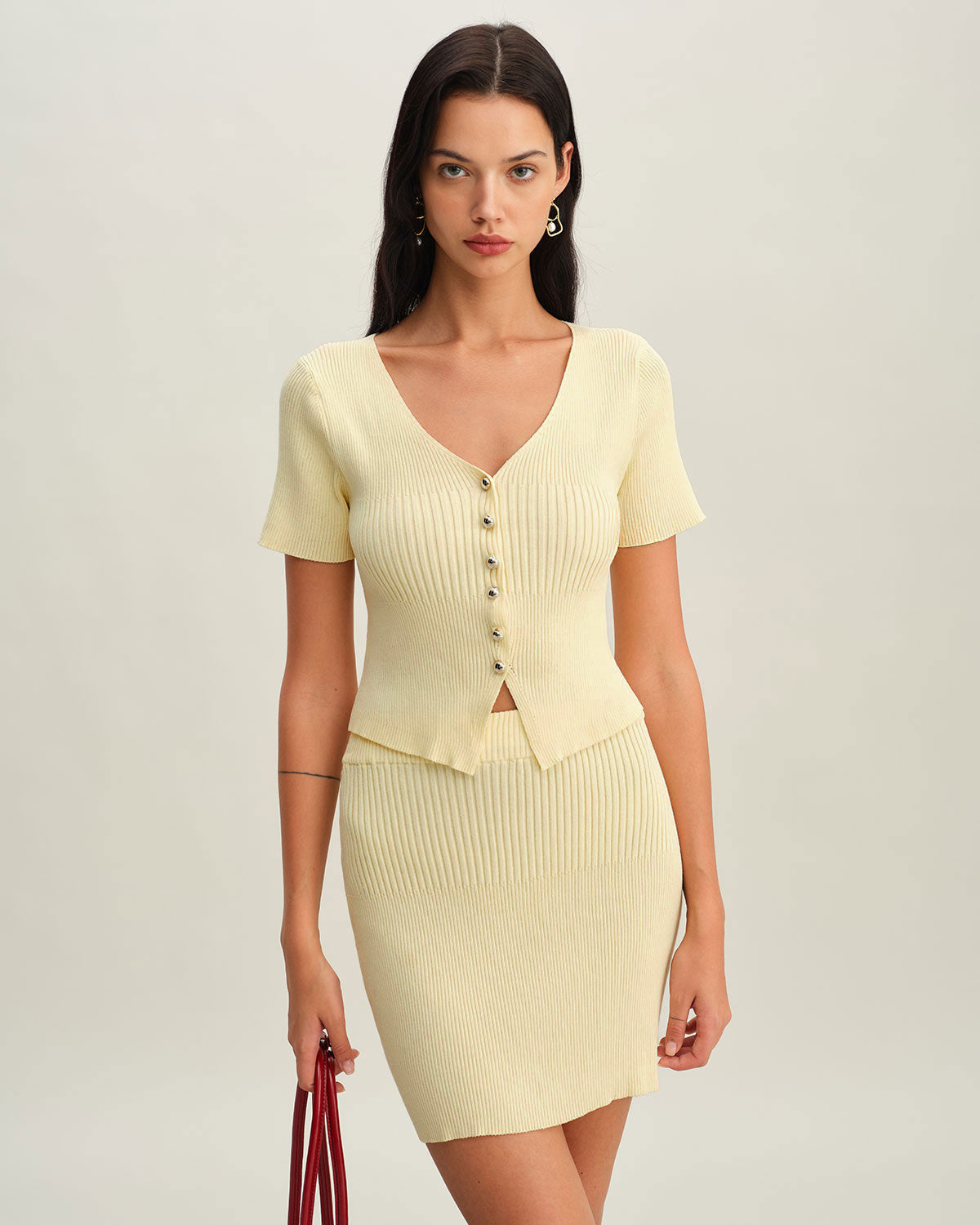 Anna-Berg | Beige Knit Mini Skirt for Women