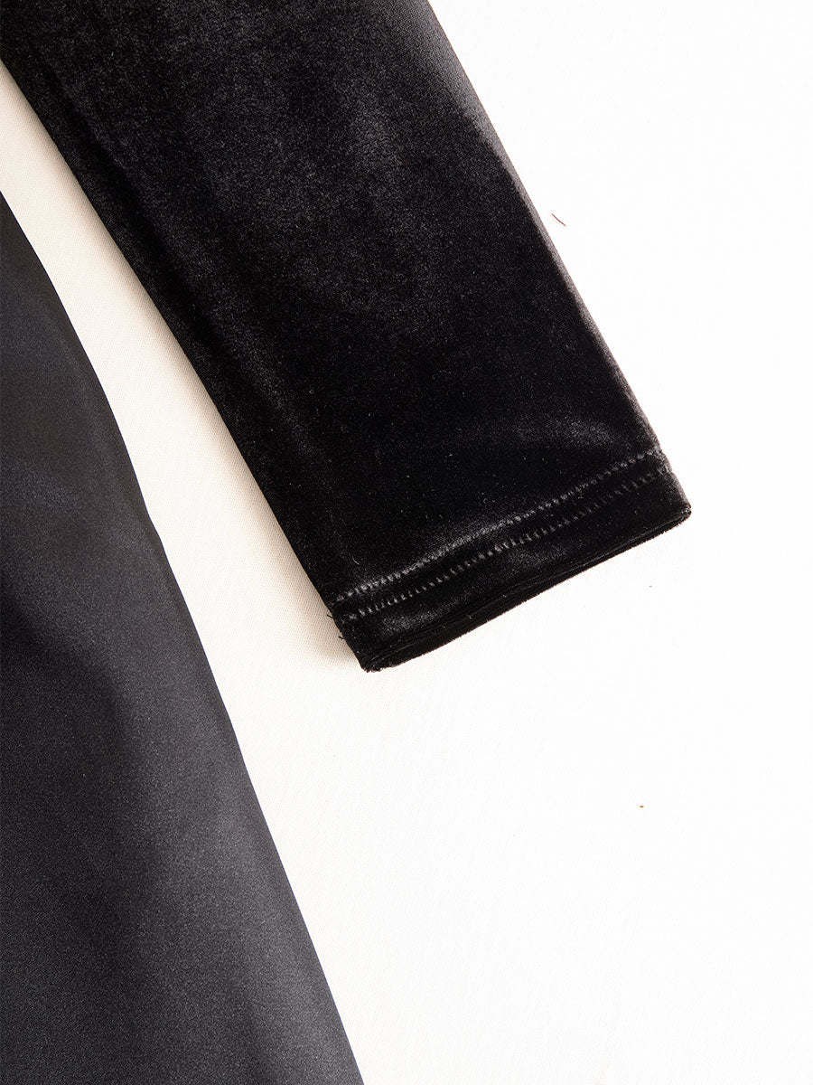 Anna-Berg | Elegant Black Velvet And Satin Midi Dress