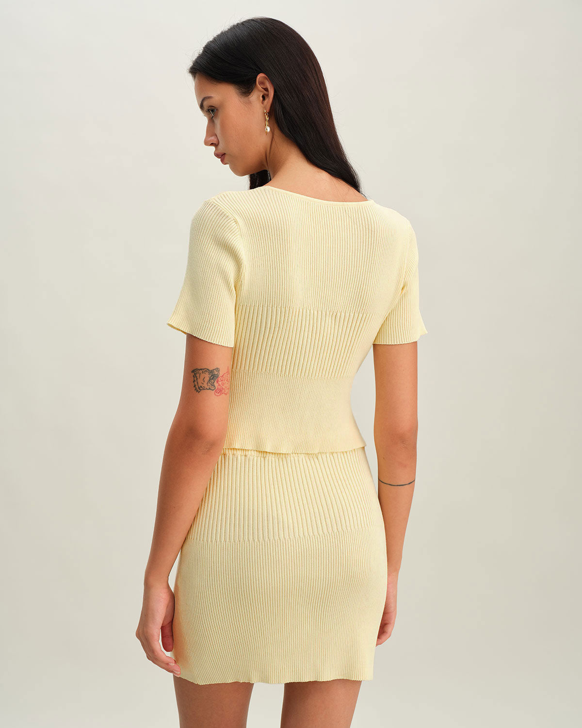 Anna-Berg | Beige Knit Mini Skirt for Women