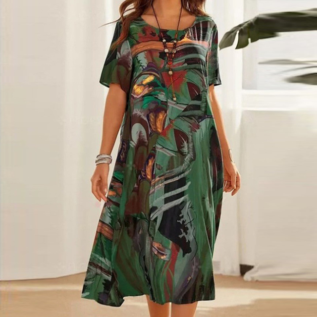 Anna-Berg | Chic Dina Elegant Abstract Harmony Midi Dress