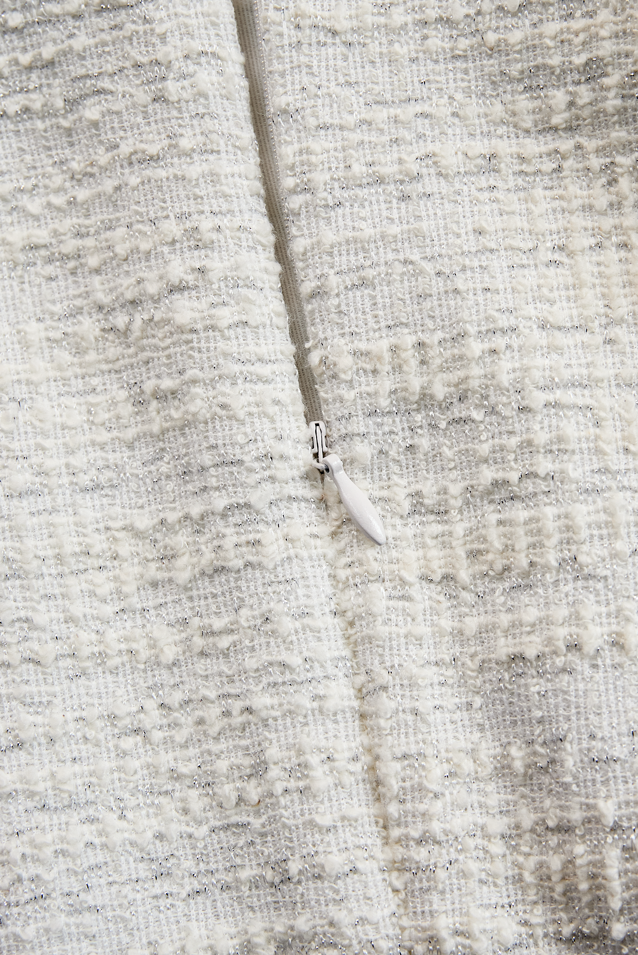 Anna-Berg | Ivory Tweed Fringe-Tiered Midi Dress