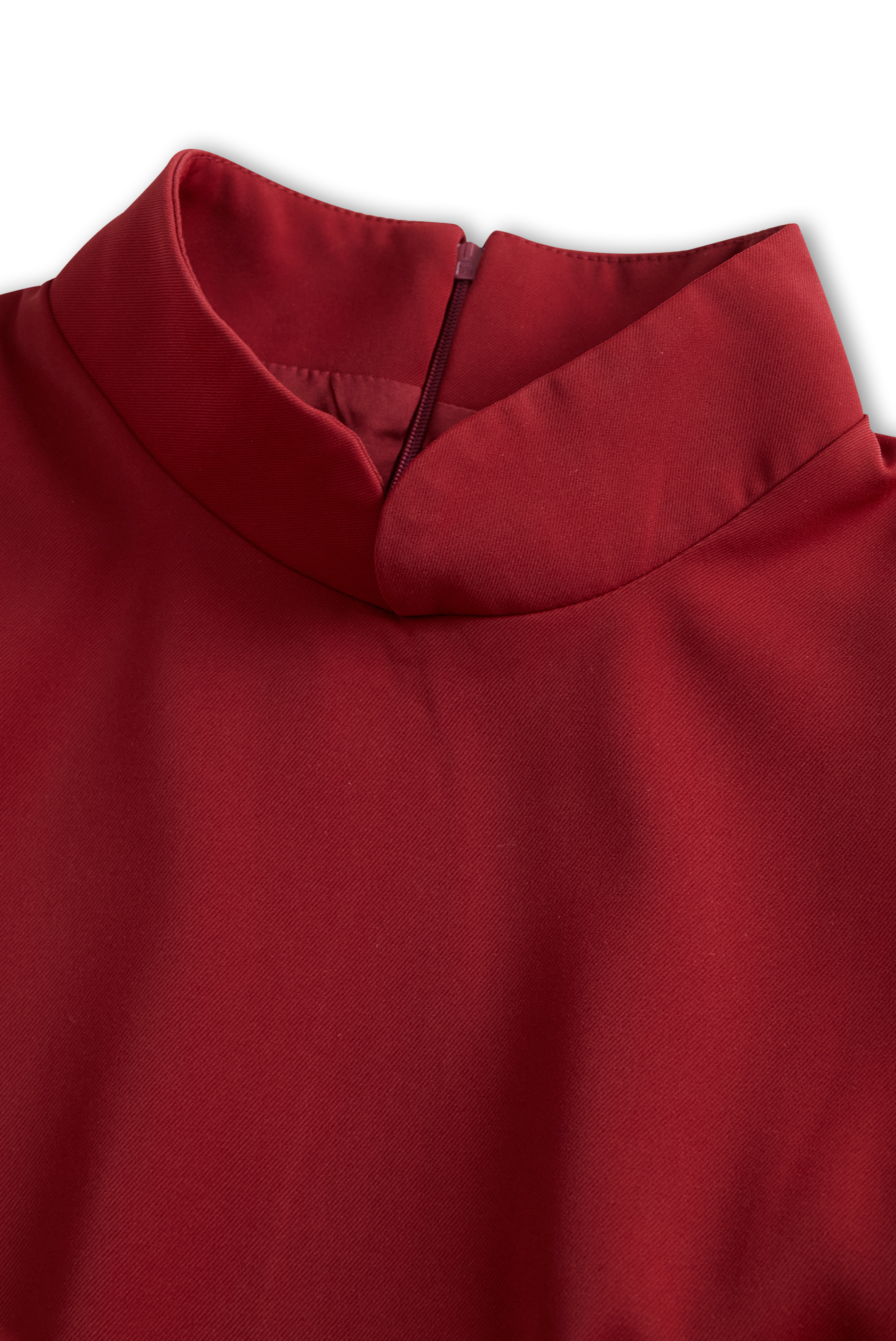 Anna-Berg | Elegant White Mandarin Collar Dress with Belt Design