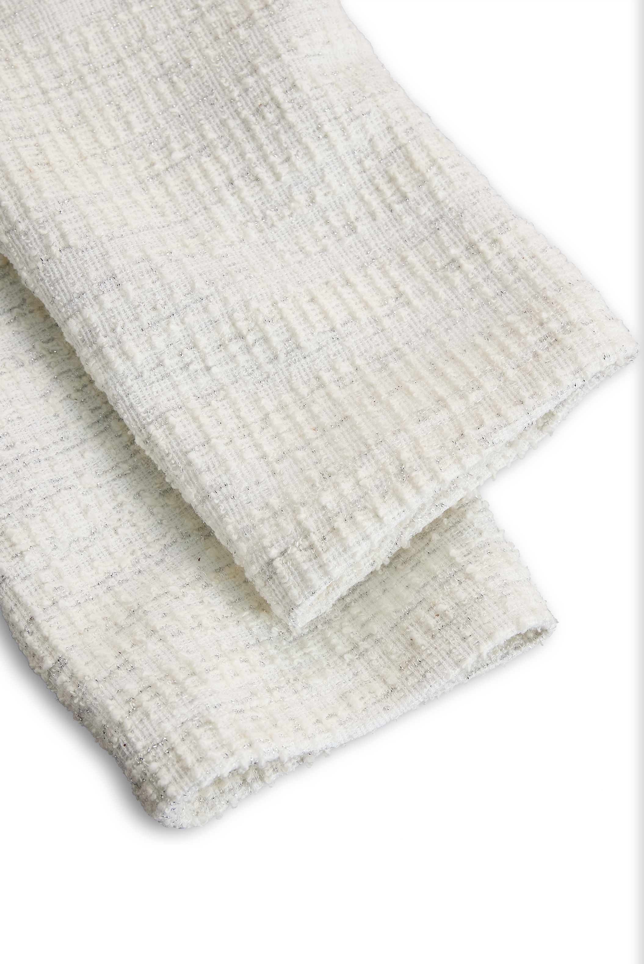 Anna-Berg | Ivory Tweed Fringe-Tiered Midi Dress