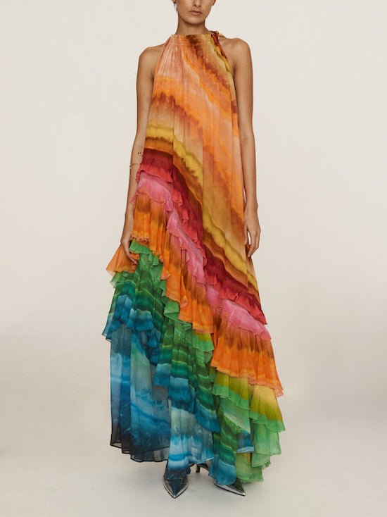Anna-Berg | Unique Colorful Print Ruffle Dress