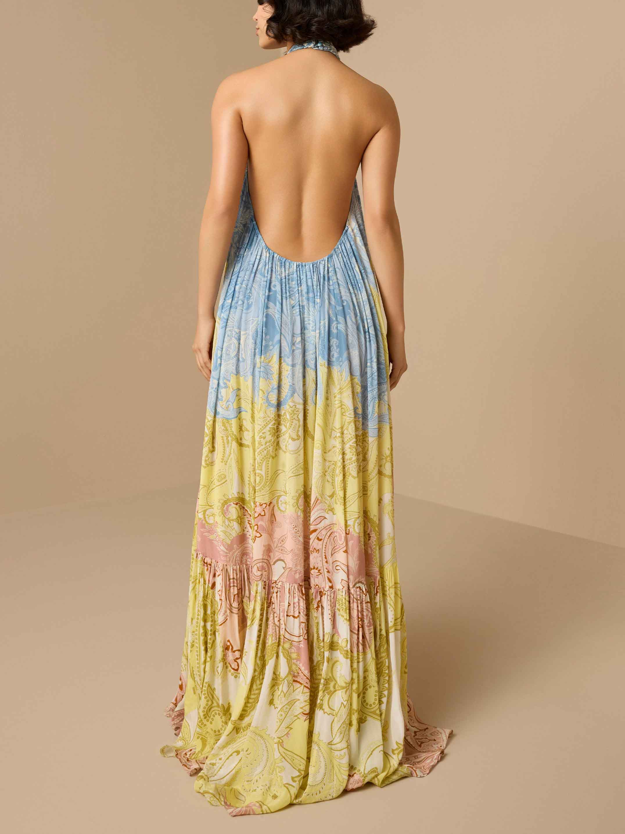Anna-Berg | Elegant Print Braided Halter Dress