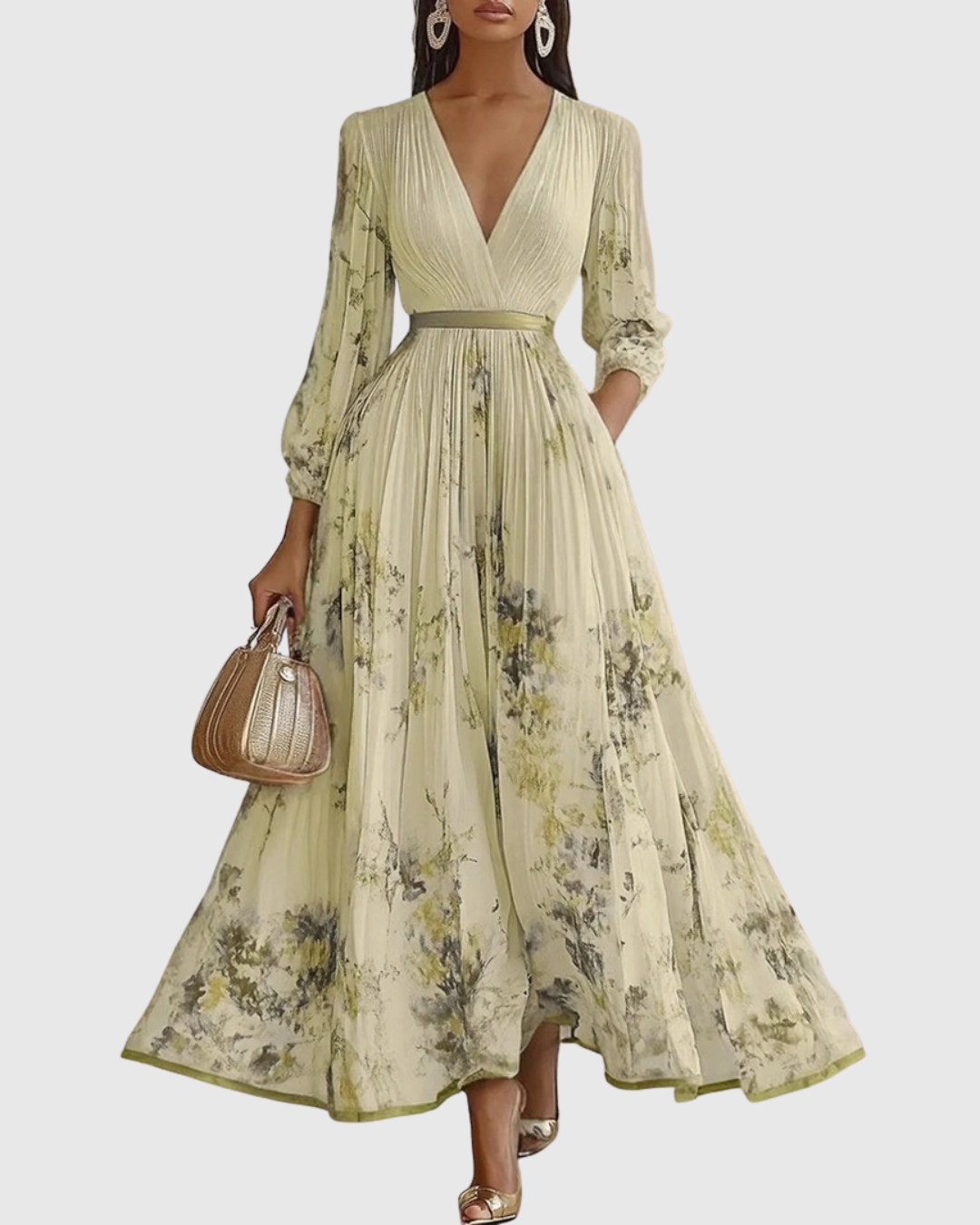 Anna-Berg | Effortless Maxi Dress With V-Neck And Long Sleeves