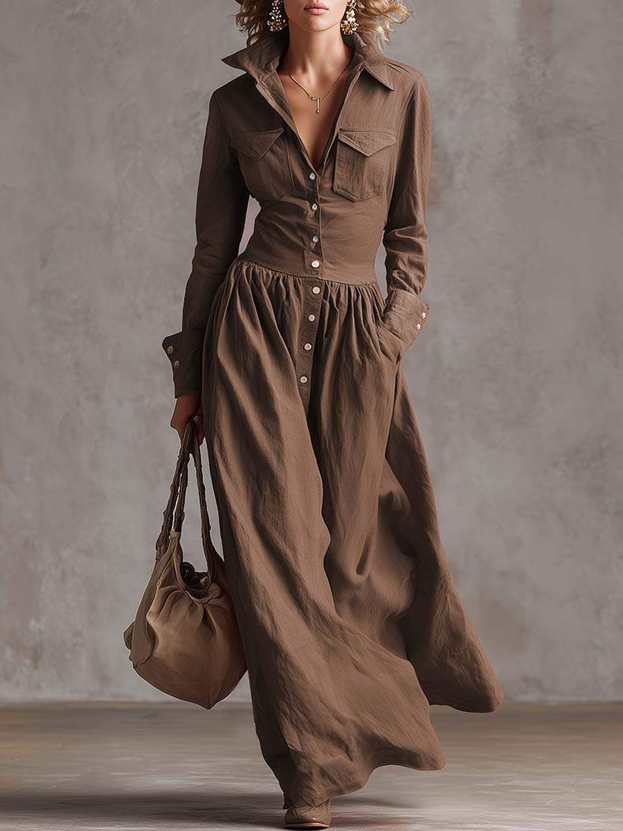 Anna-Berg | Red Linen Casual Dress