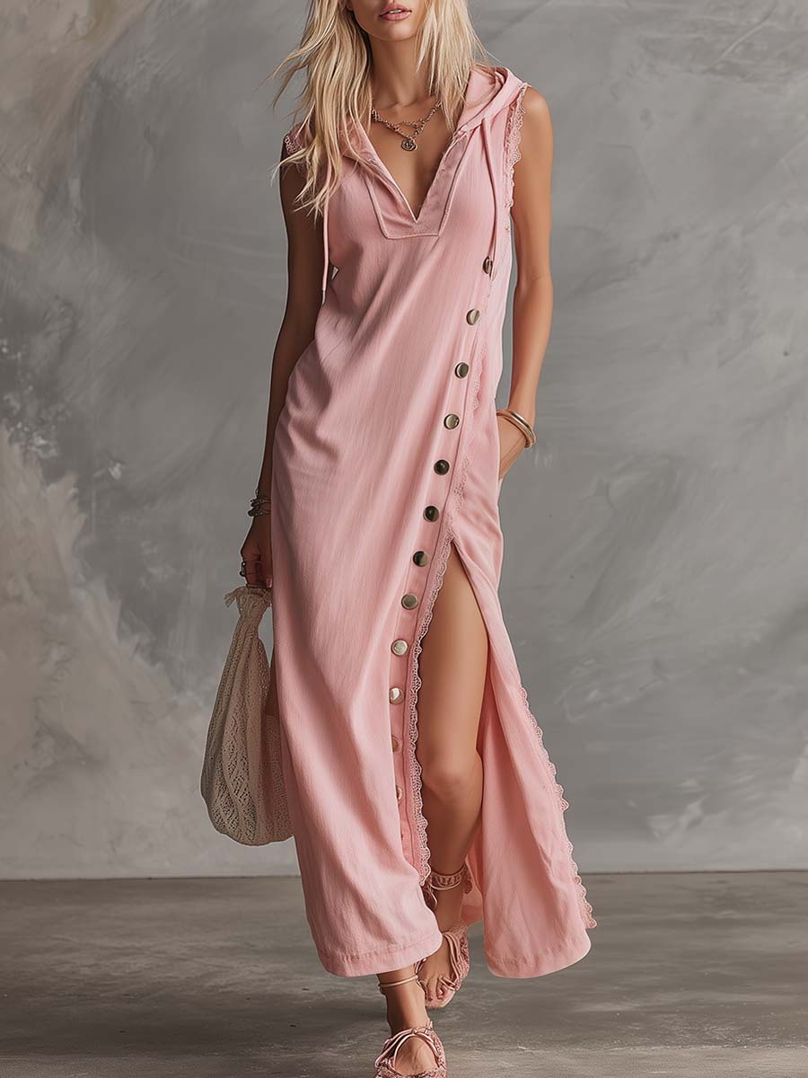 Anna-Berg | Pink Lace V-Neck Evening Dress