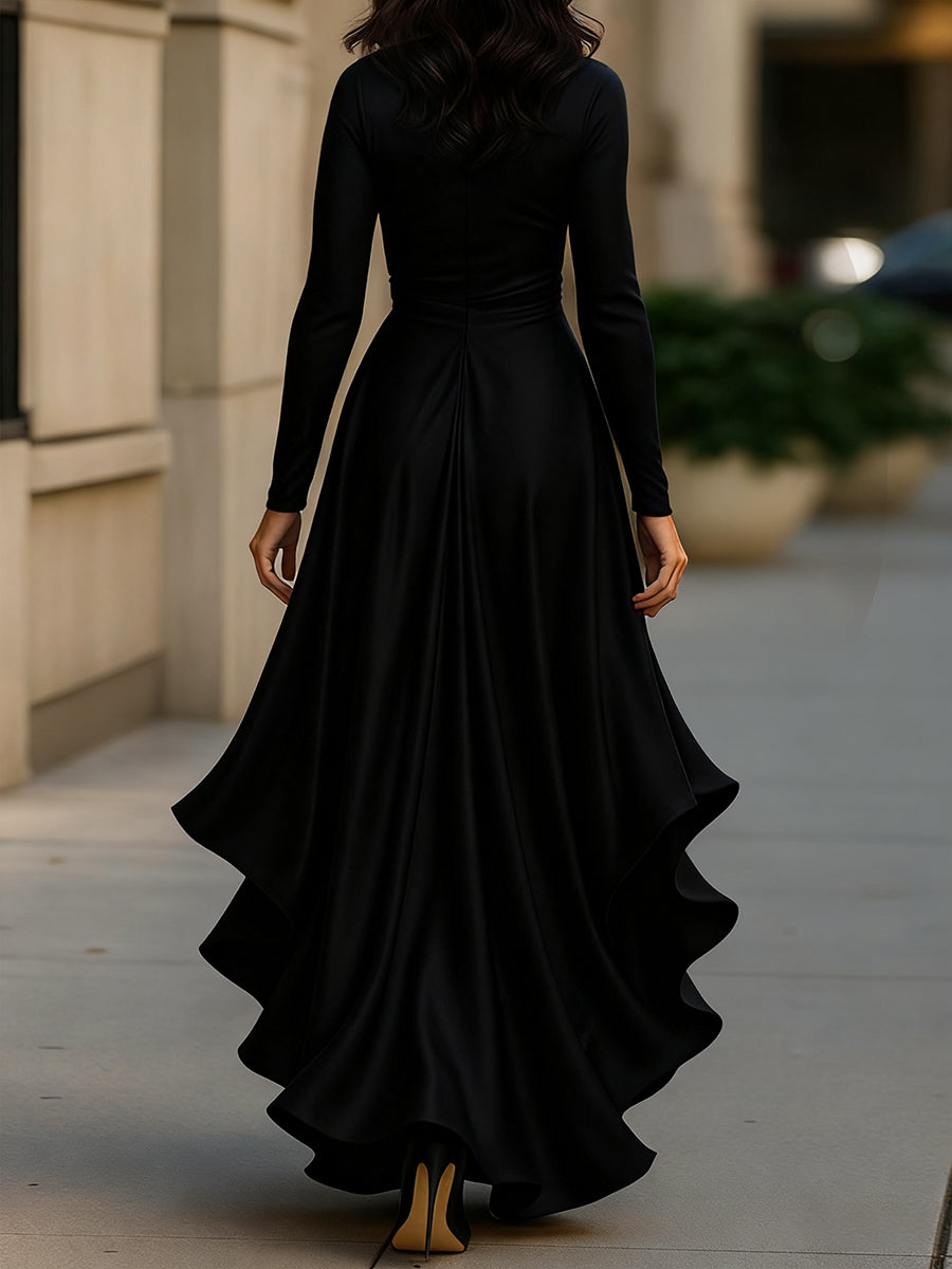Anna-Berg | Midnight Blue Draped Satin Dress
