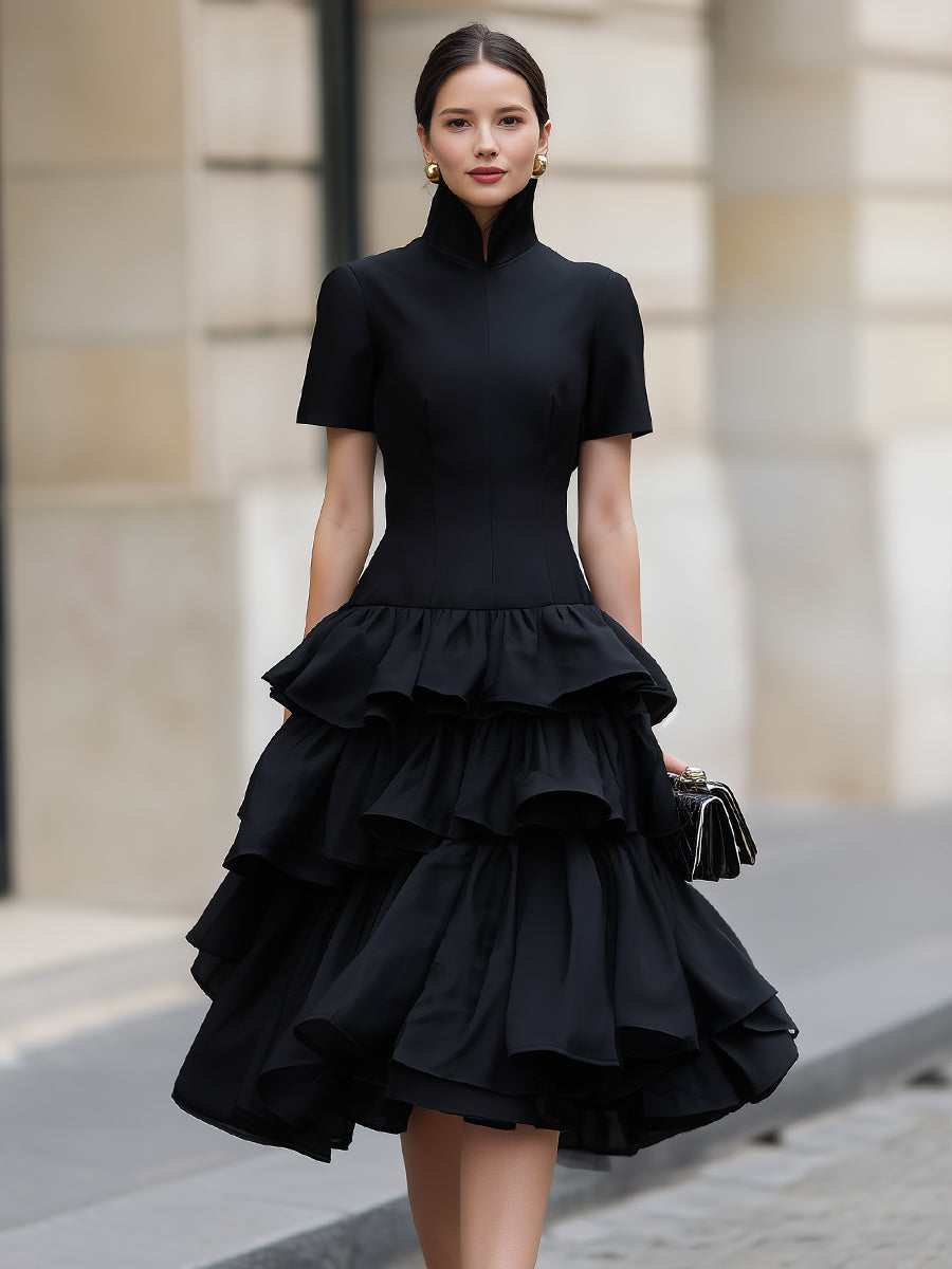 Anna-Berg | High Neck Tiered Ruffle Dress
