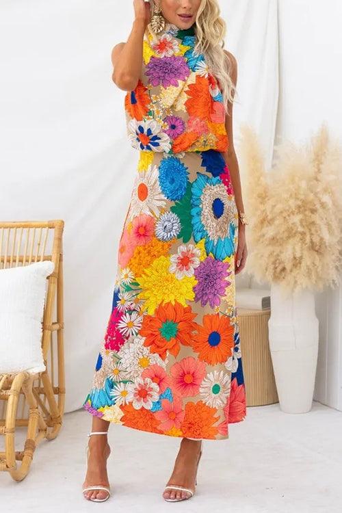 Anna-Berg | Chic Sleeveless Floral Print Maxi Dress for a Polished Look
