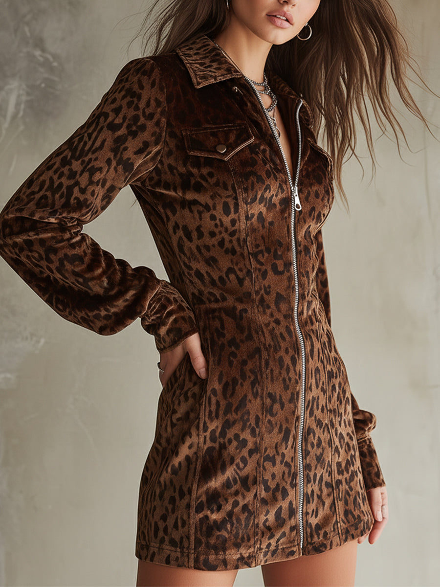 Anna-Berg | Velvet Leopard Print Evening Dress