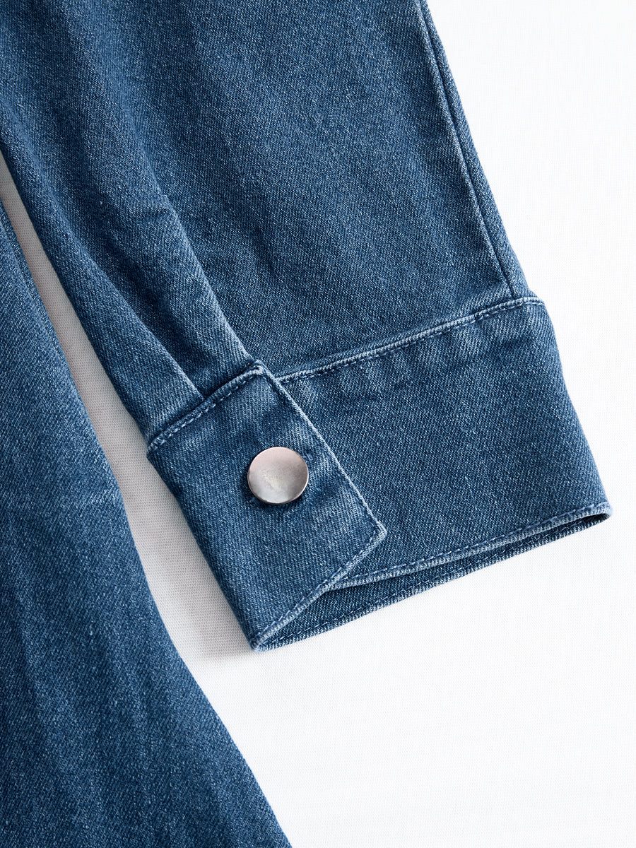 Anna-Berg | Elegant Zippered Belted Denim Midi Dress