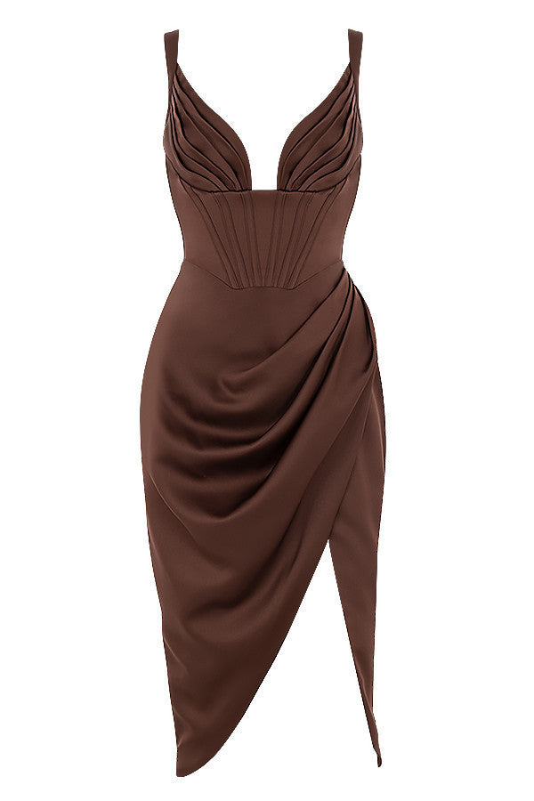 Anna-Berg | Satin Smooth Finish Sleeveless Evening Dress