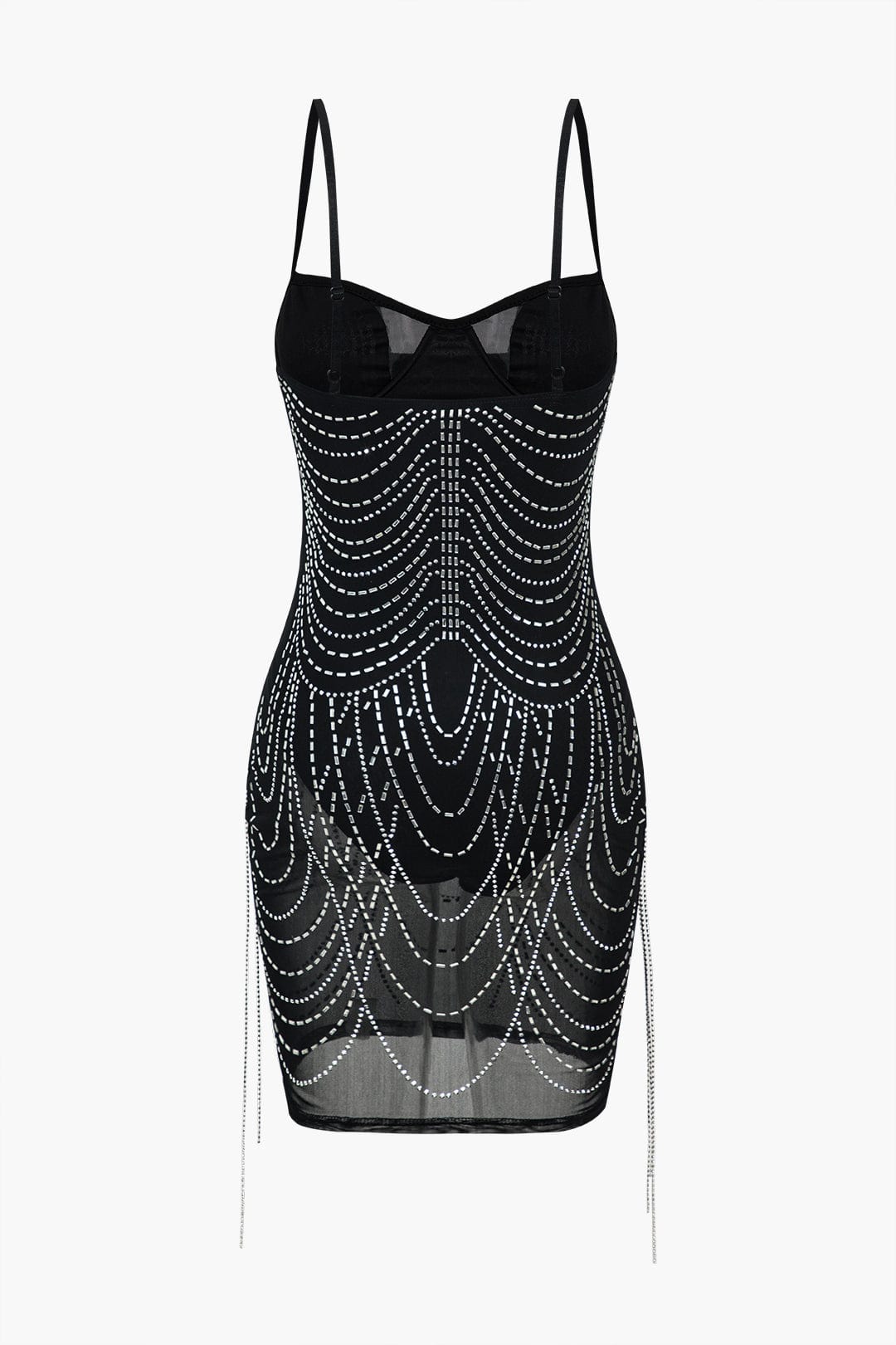 Anna-Berg | Romantic Rhinestone-Embellished Mesh Mini Dress – Sparkling Glamour For Unforgettable Nights