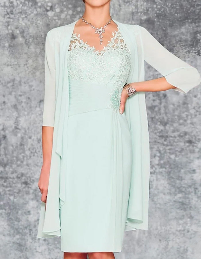 Anna-Berg | Mint Green Chiffon Two-Piece Dress