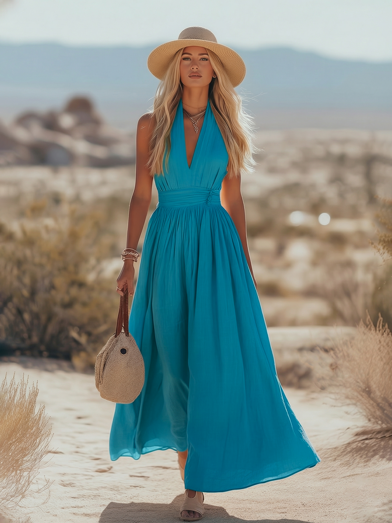 Anna-Berg | Bohemian West Resort Elegant Sleeveless Dress