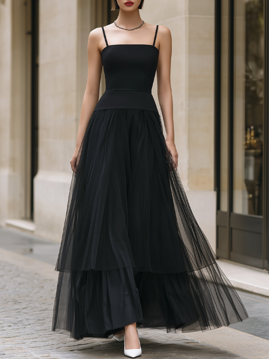 Anna-Berg | Elegant Black Tiered Tulle Dress