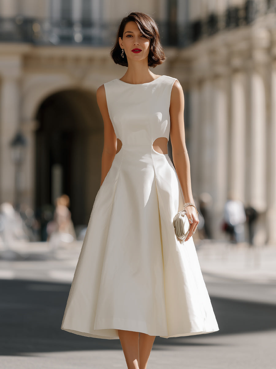 Anna-Berg | Side Cut-Out Sculpted A-Line Midi Dress
