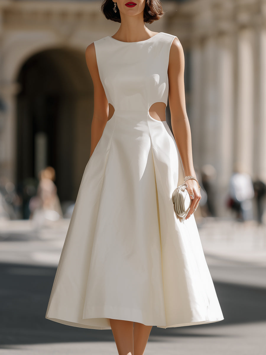 Anna-Berg | Side Cut-Out Sculpted A-Line Midi Dress