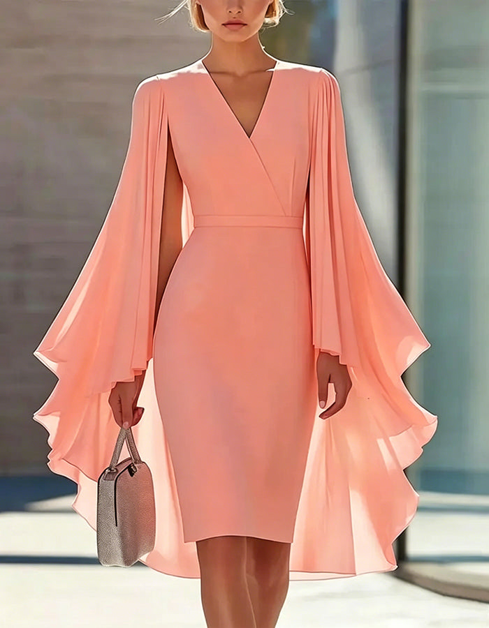 Anna-Berg | Pink Cape Style Dress