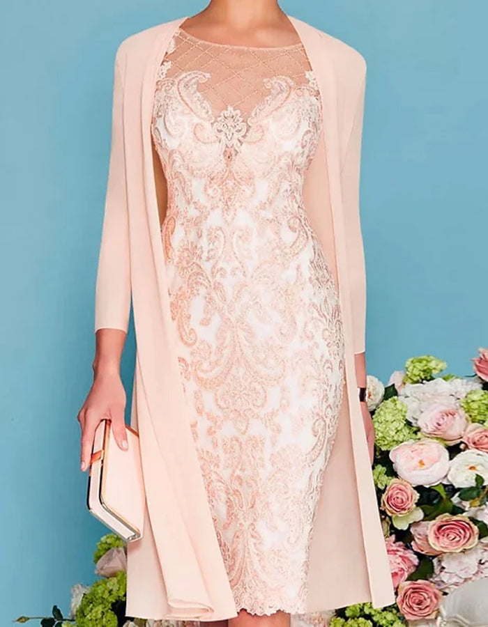 Anna-Berg | Blush Pink Lace Two-Piece Dress