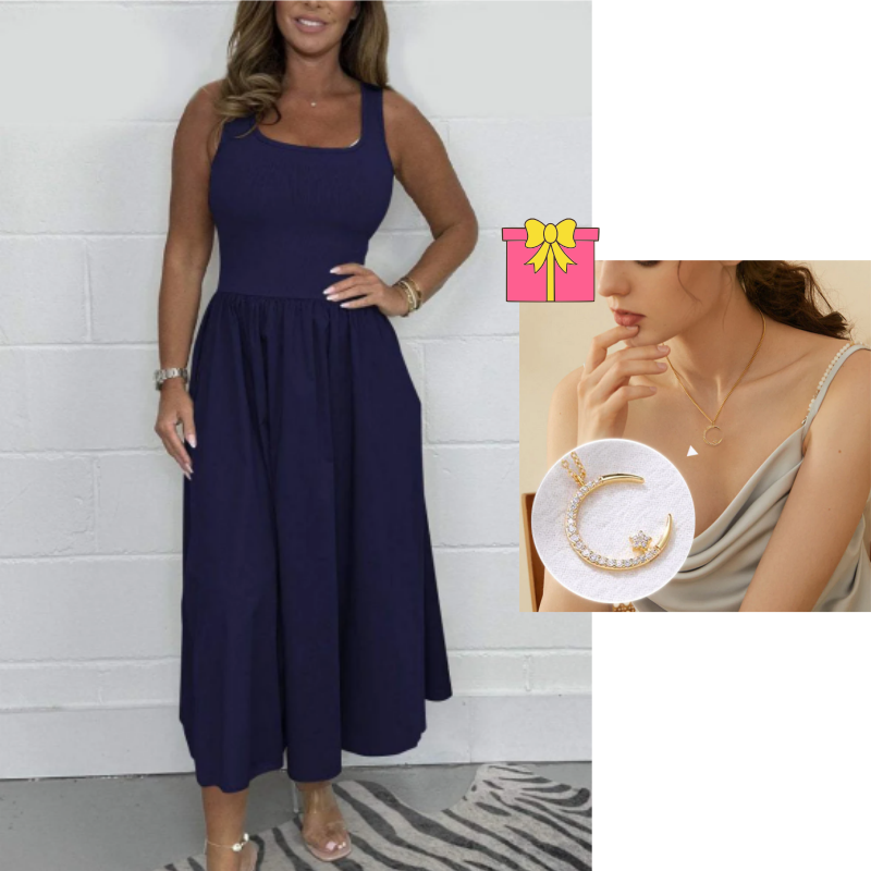 Anna-Berg | Stylish Sleeveless A-Line Dress With Square Neckline