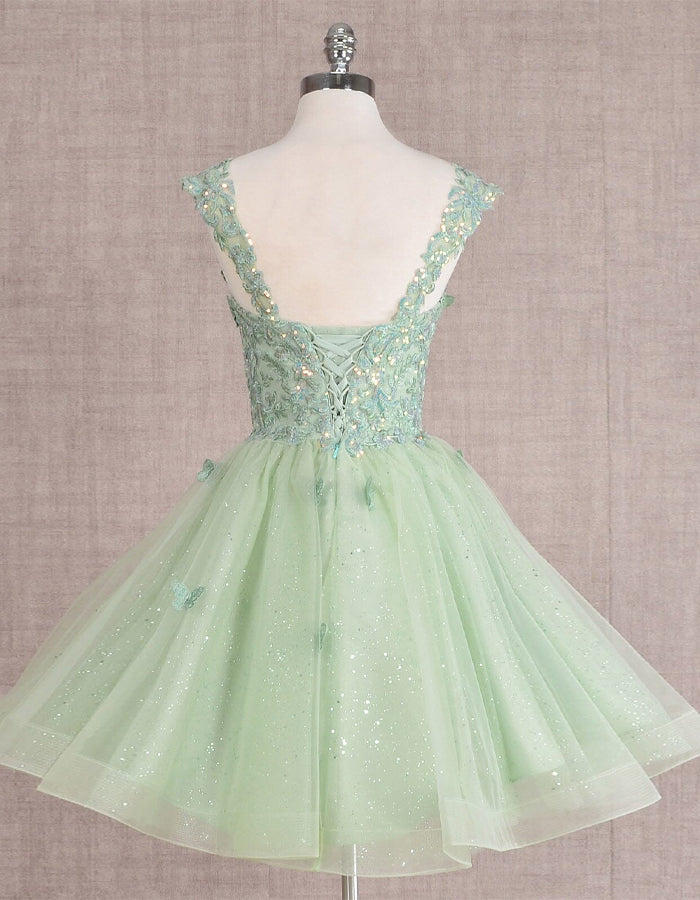 Anna-Berg | Mint Green Tulle Cocktail Sleeveless Dress