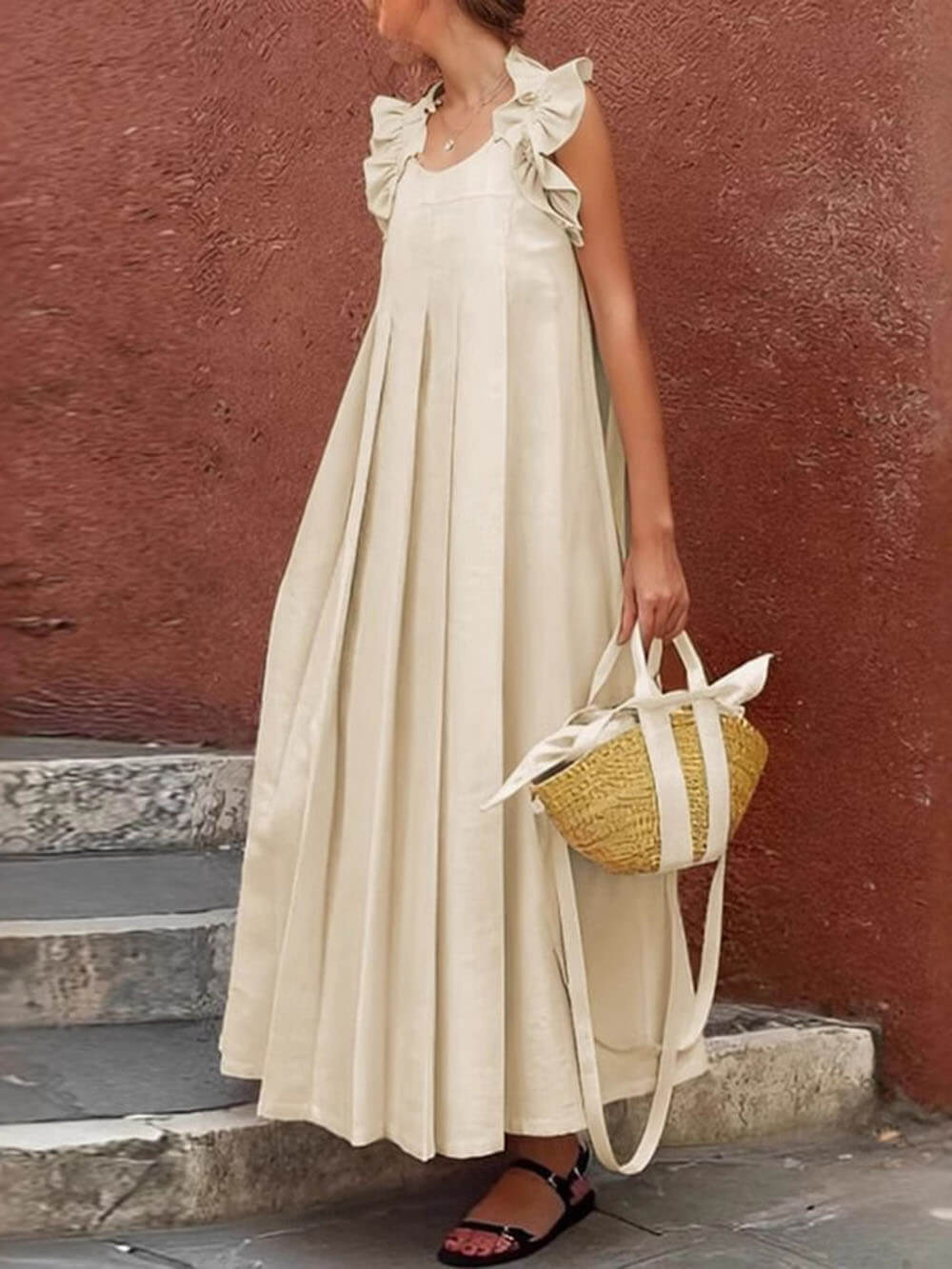 Anna-Berg | Casual Ruffled Pleated Holiday Dress