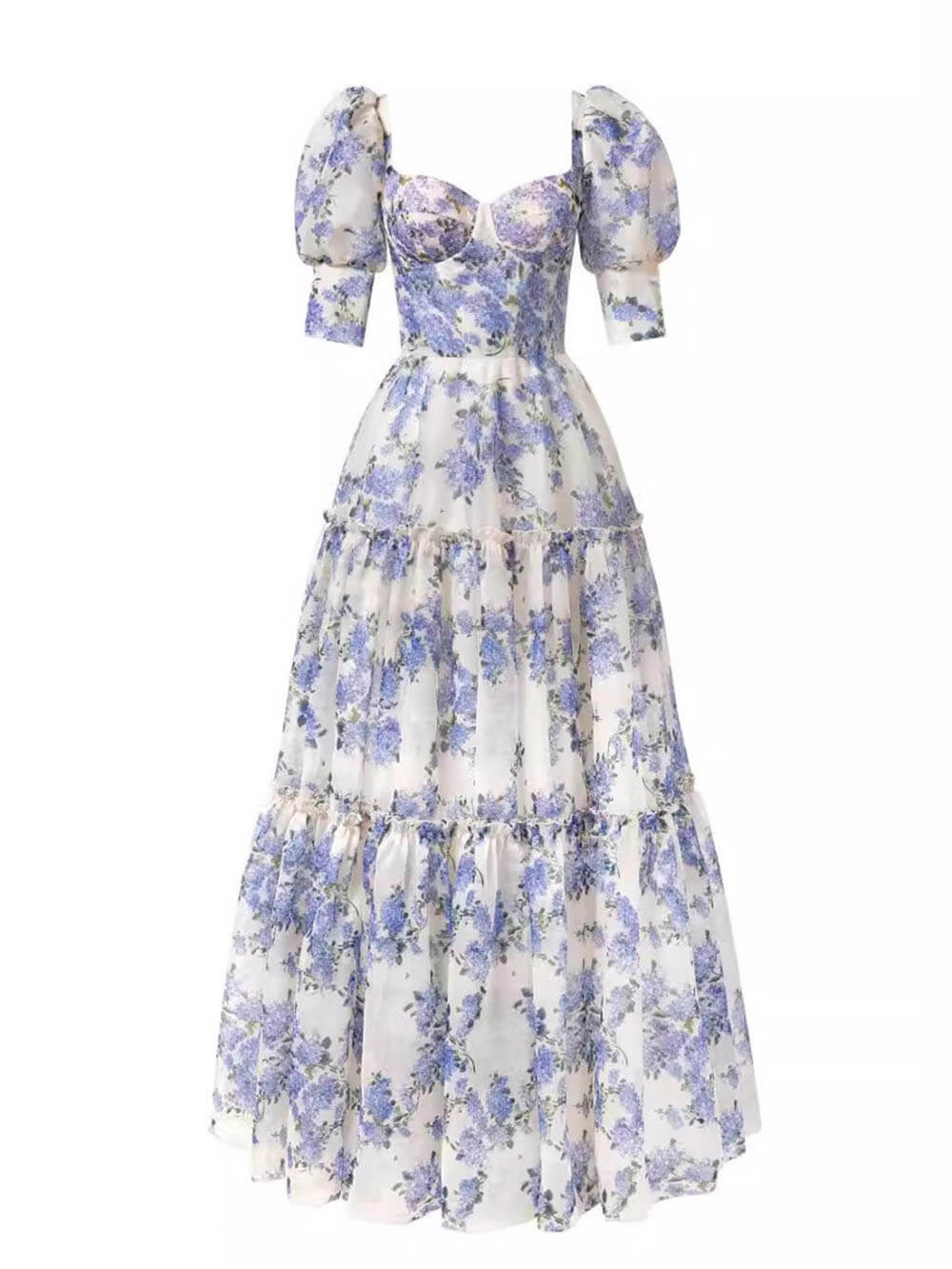 Anna-Berg | Elegant Off-Shoulder Printed Organza Evening Gown