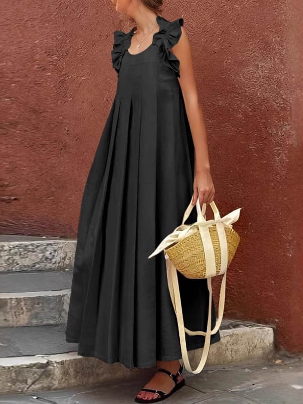 Anna-Berg | Casual Ruffled Pleated Holiday Dress