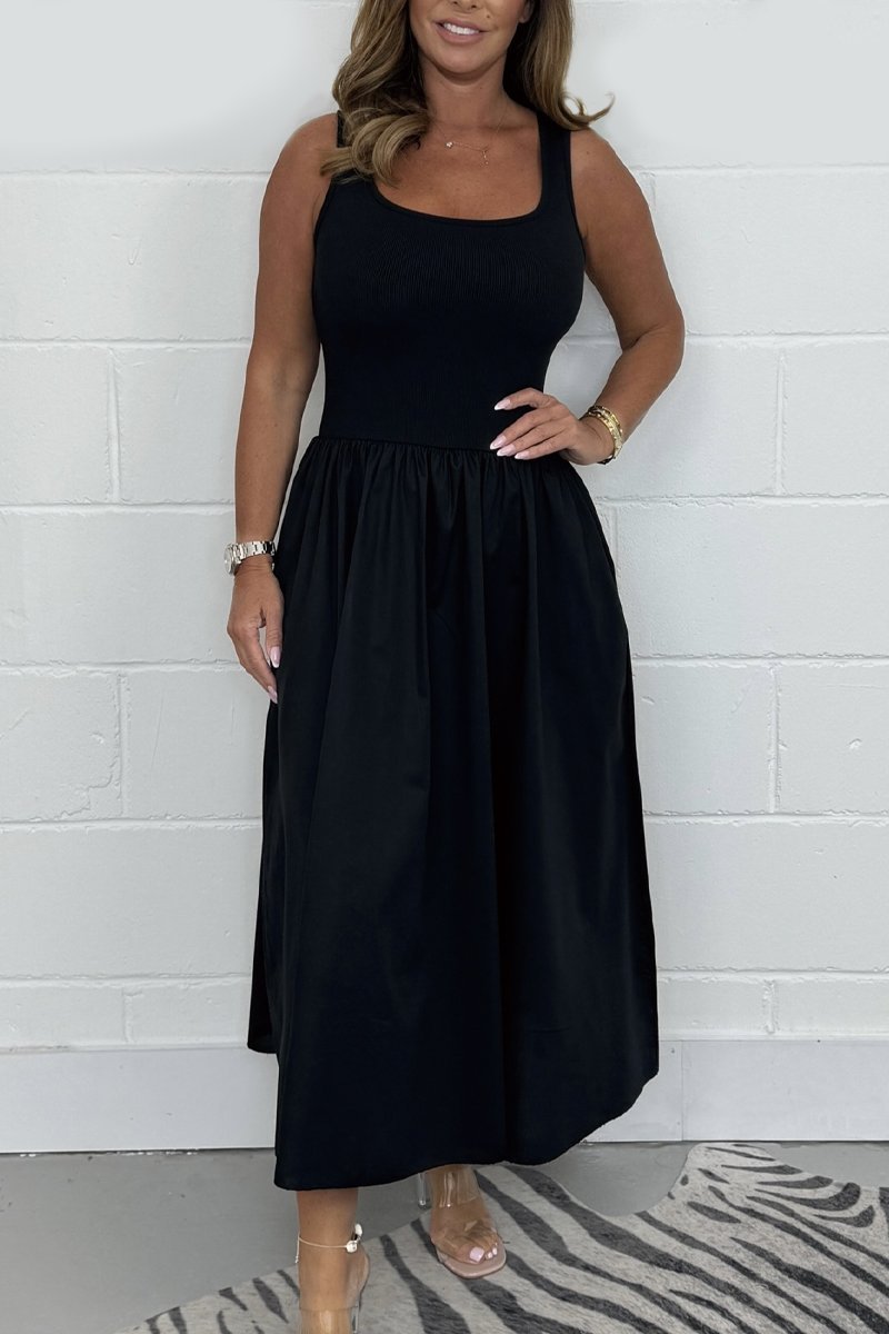 Anna-Berg | Stylish Sleeveless A-Line Dress With Square Neckline