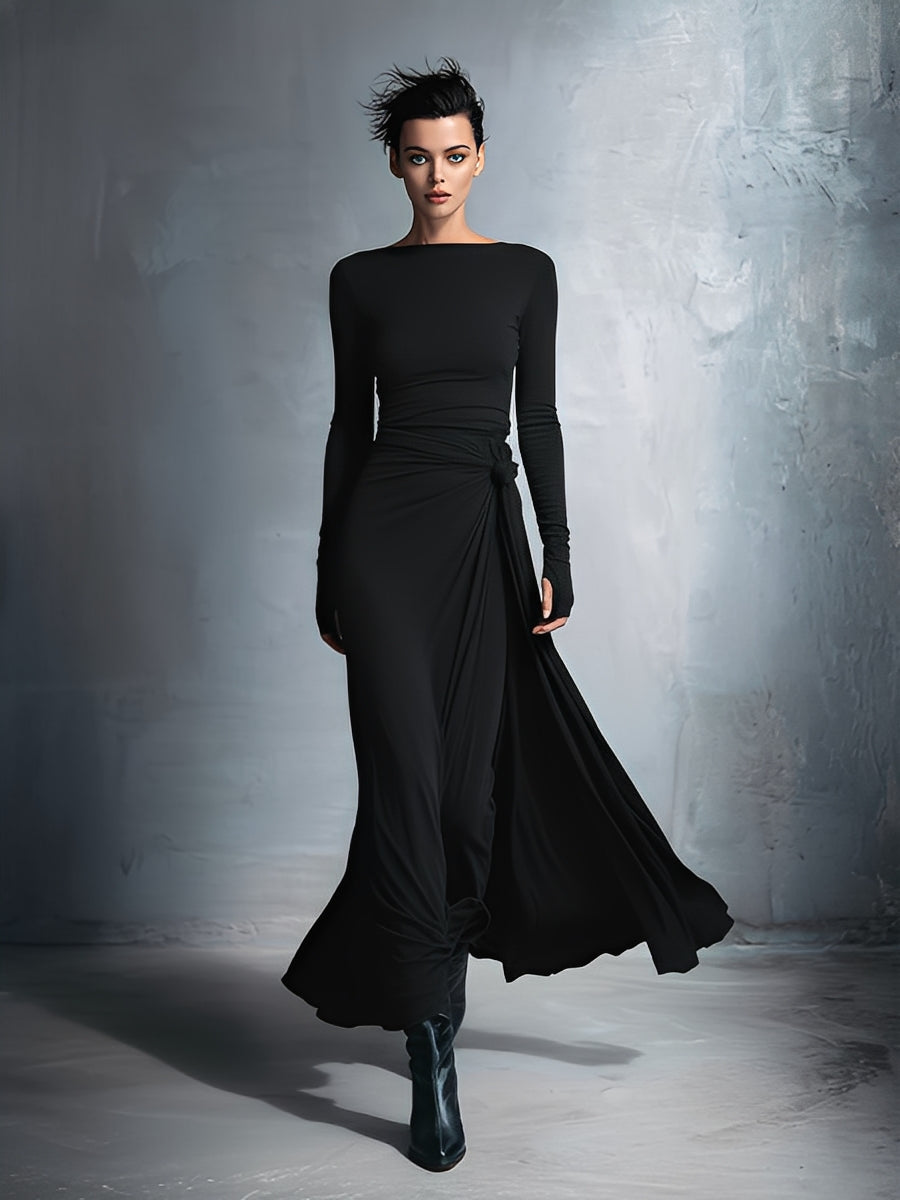 Anna-Berg | Grey Knit Wrap Dress