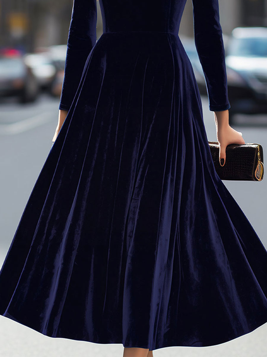 Anna-Berg | Luxurious Velvet Long-Sleeve Midi Dress