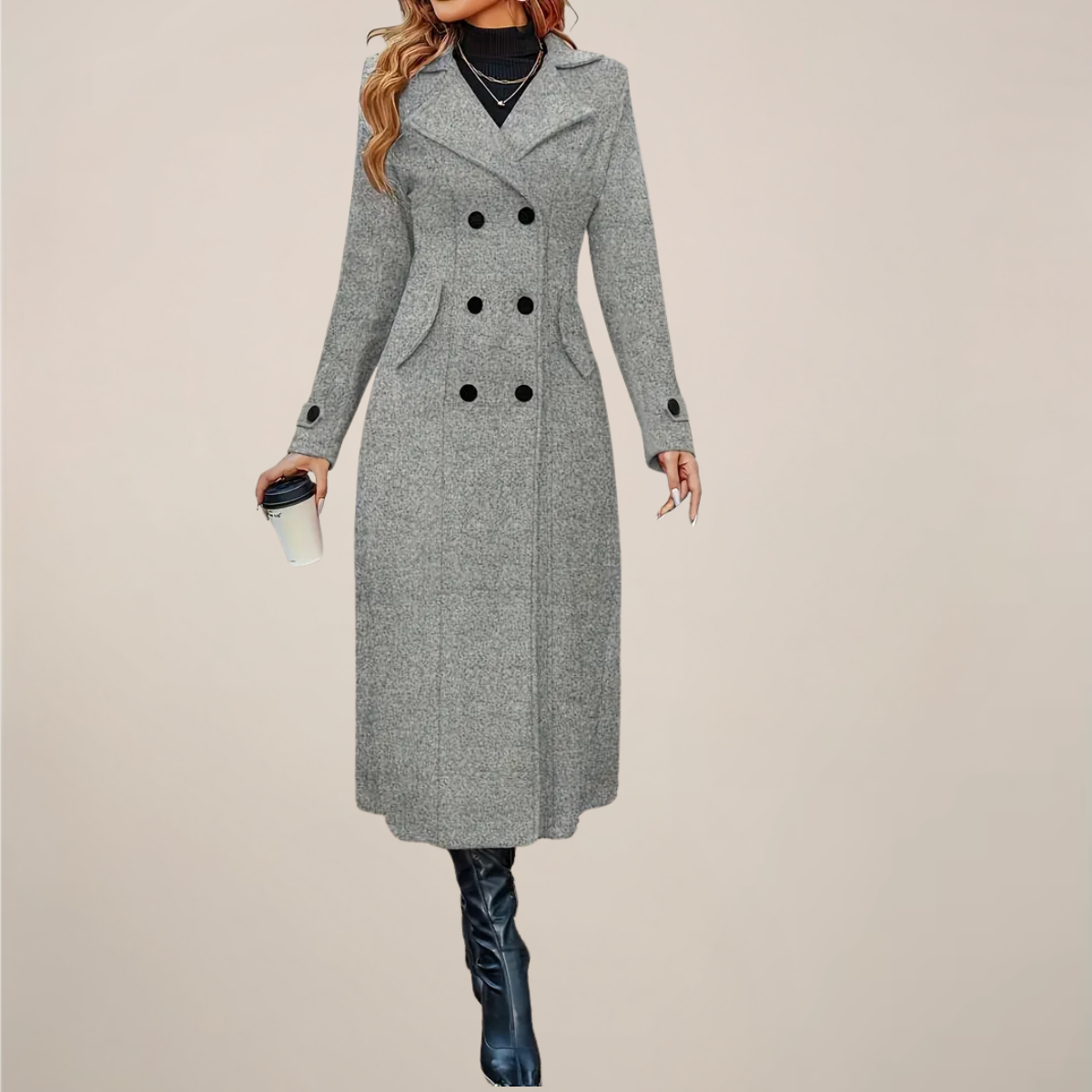 Anna-Berg | Overcoat - Double-Breasted, Tailored Lapel Design