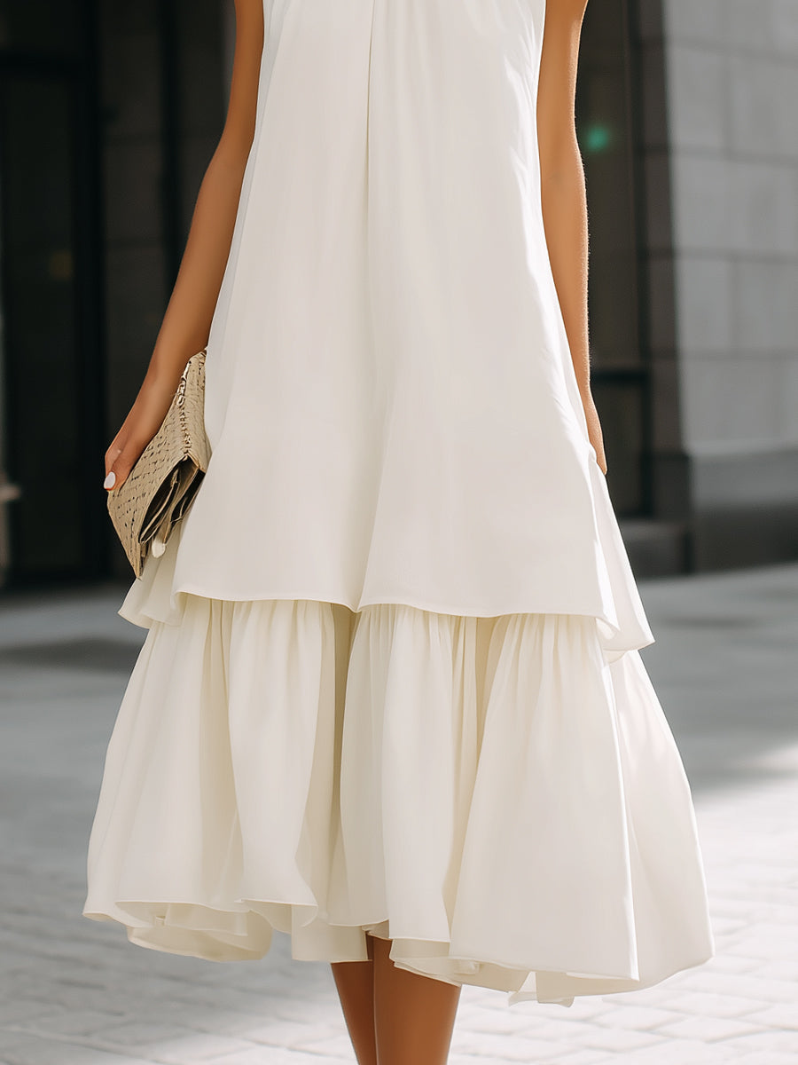 Anna-Berg | High Neck Layered Hem Dress