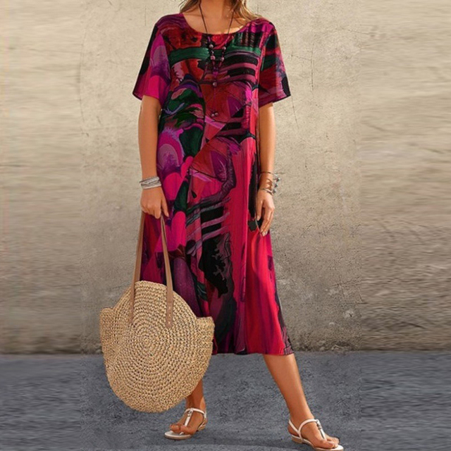 Anna-Berg | Chic Dina Elegant Abstract Harmony Midi Dress