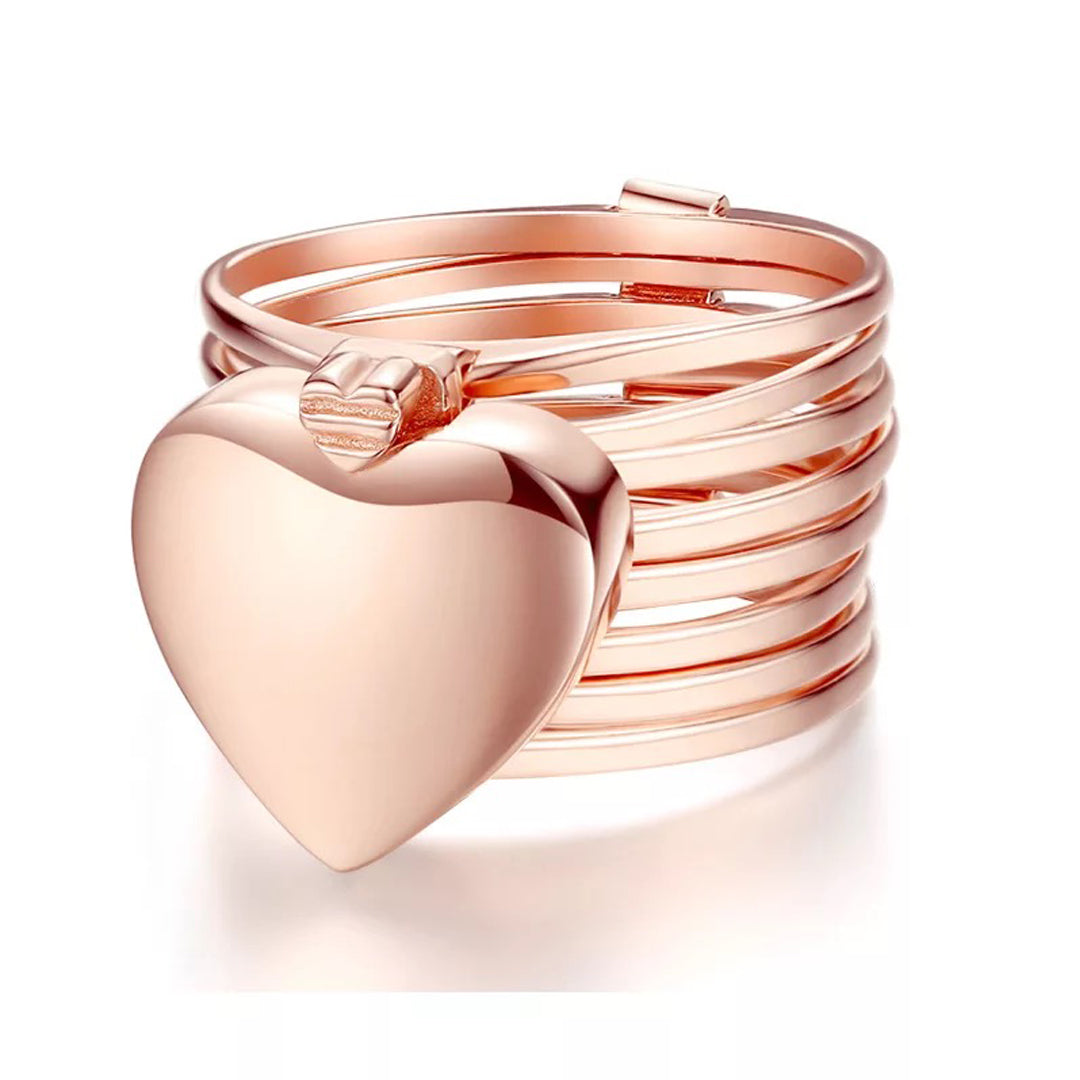 Rose Gold 2 in 1 Foldable Heart Ring Bracelet