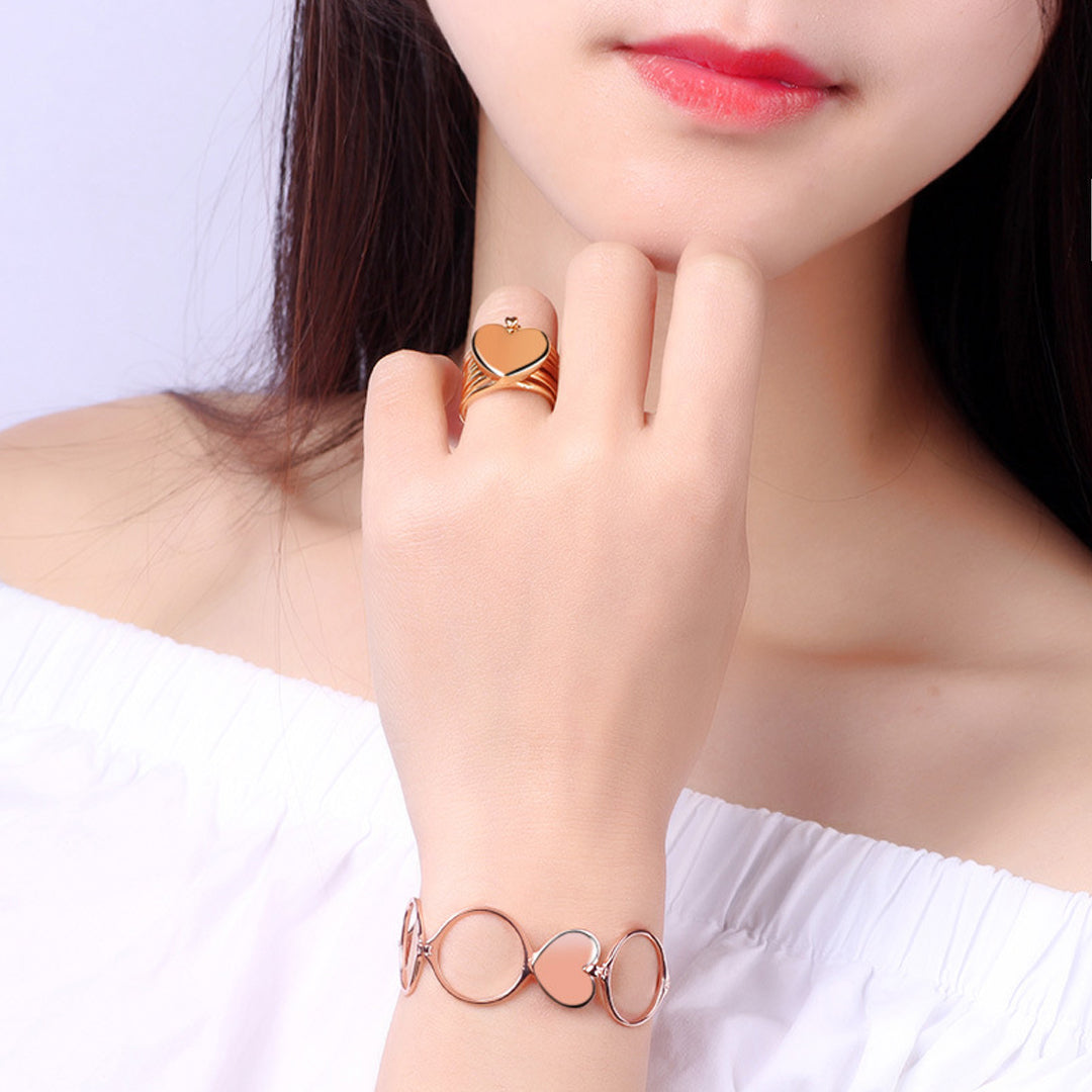 Rose Gold 2 in 1 Foldable Heart Ring Bracelet