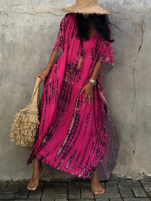 Anna-Berg | Sculpted Caftan Printed Flowing Relaxed Fit Summer Maxi Dress